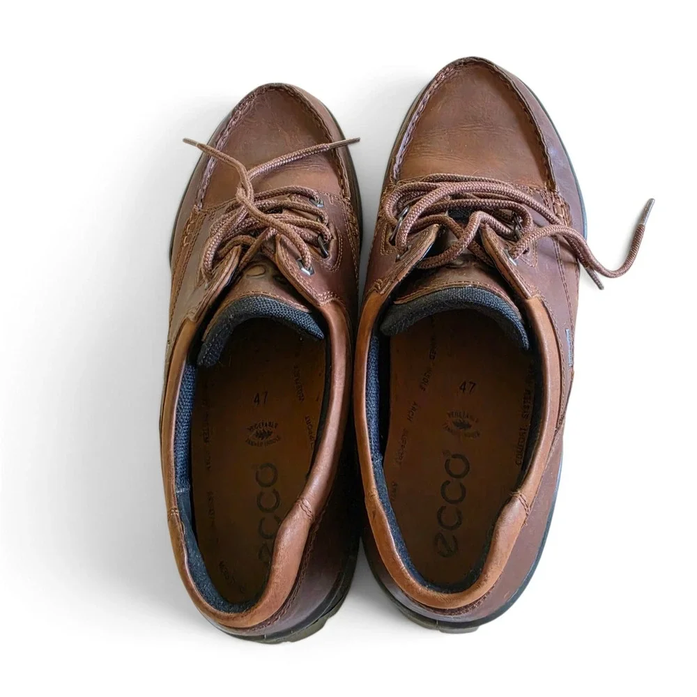 ECCO Track 25 Brown Leather Gore-Tex Waterproof Moc Toe Shoes Mens 47 (13-13.5)